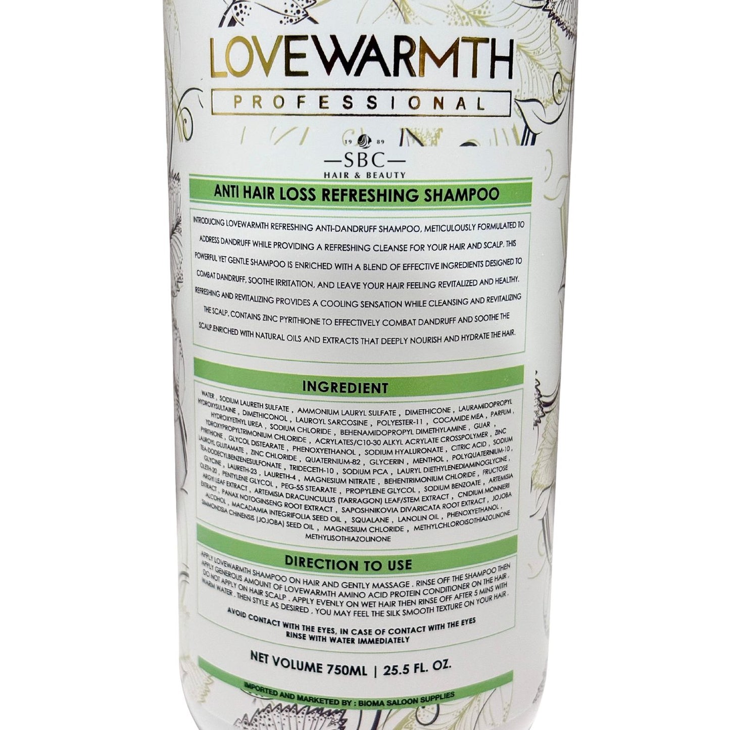 LOVEWARMTH ANTI-HAIR LOSS REFRESHING SHAMPOO 750 ML