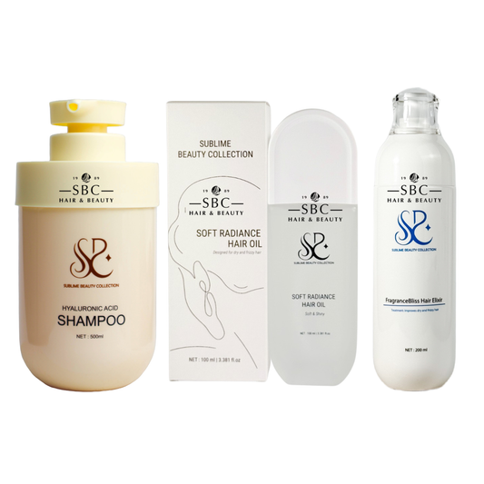[LIMITED PROMOTION] SUBLIME BEAUTY COLLECTION HYALURONIC ACID REFRESHING SHAMPOO, SOFT RADIANCE HAIR OIL & HYDROSILK CONDITIONING SPRAY